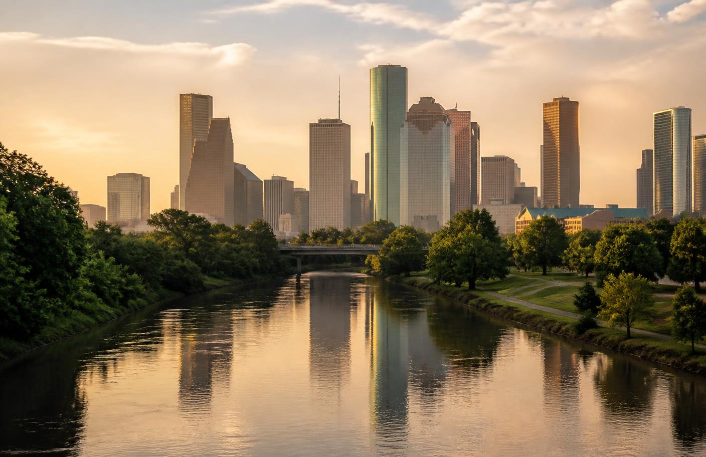 Houston, Texas skyline at golden hour